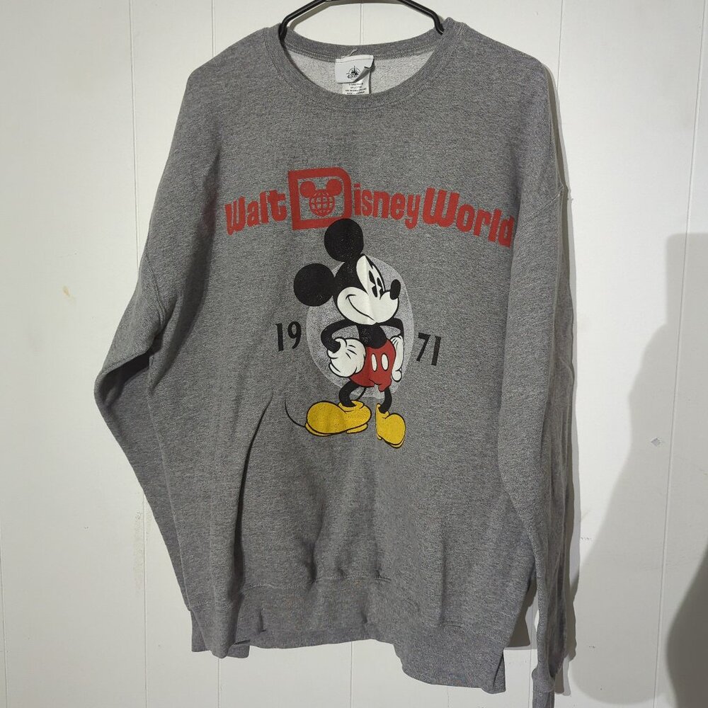 Walt Disney World 1971 Mickey Mouse Gray Sweatshirt Size XL #E